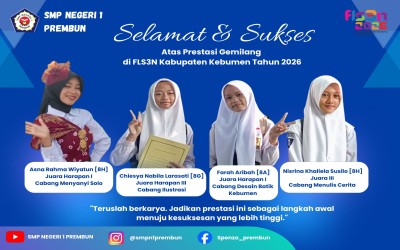 Prestasi Siswa SMP Negeri 1 Prembun dalam Ajang FLS3N Kabupaten Kebumen Tahun 2026