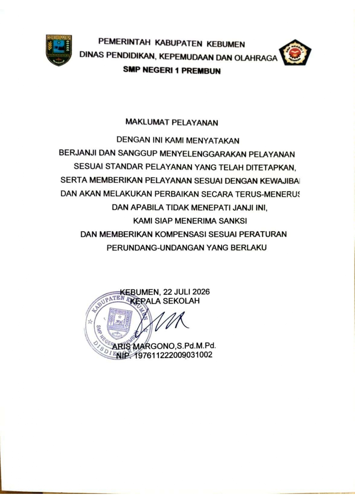 Maklumat Pelayanan Publik